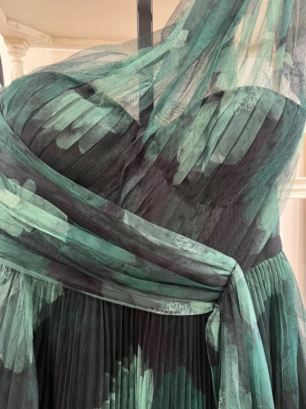 Anthropologie Hutch Phillippa One-Shoulder A-Line Maxi DressSize 10 Green - Picture 6 of 8